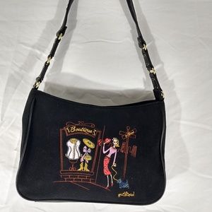 CUTE BLACK GURLFRIEND EMBROIDERED HANDBAG